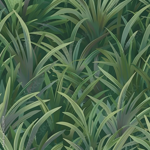 A seamless pattern inspired by a lush green grass landscape