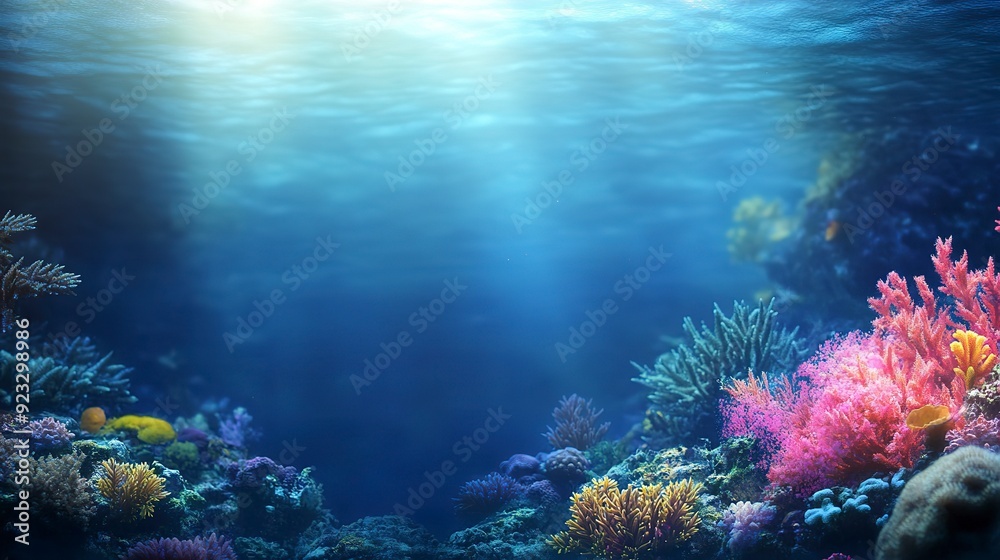 Fototapeta premium background of coral reef underwater with copy space ocean sea