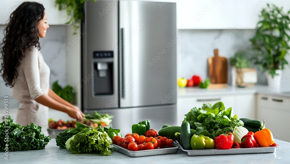 Fresh Vegetables Ready for Cooking in a Modern Kitchen Fresh Vegetables Ready for Cooking in a Modern Kitchen