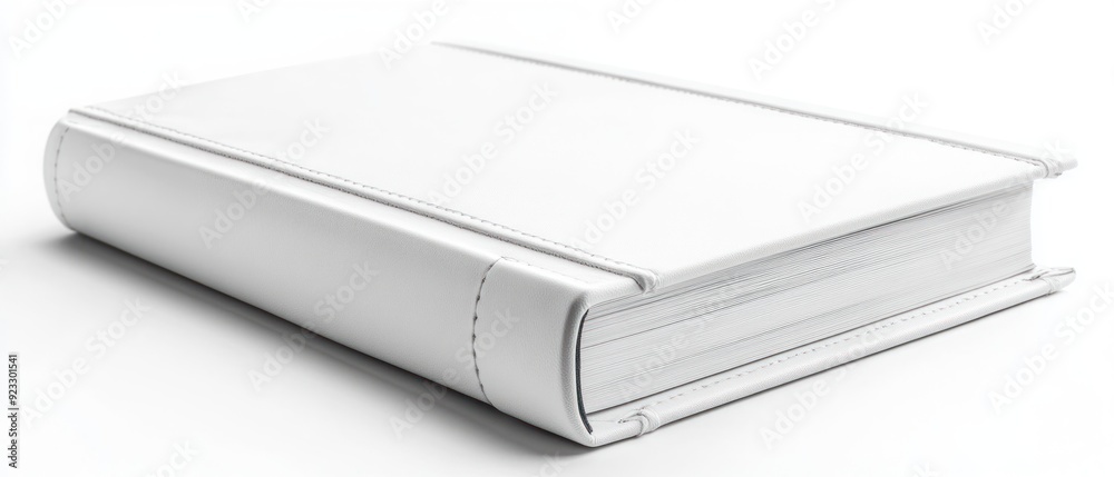 White leather notebook isolated on white background White leather notebook isolated on white background
