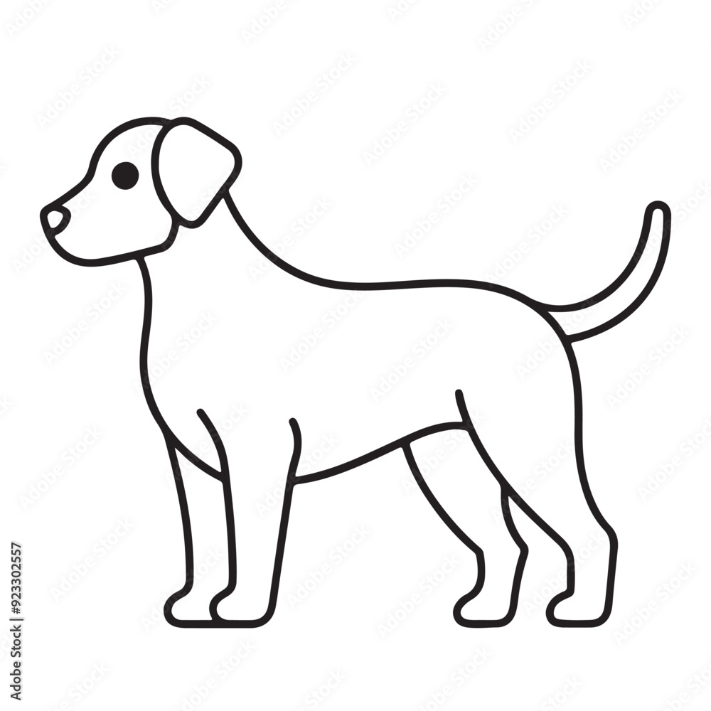 Black outline illustration of a dog's profile facing left on a white background. Black outline illustration of a dog's profile facing left on a white background.