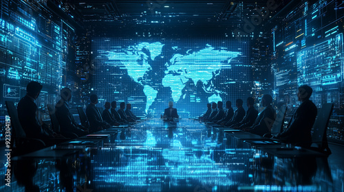 A high-tech boardroom where...