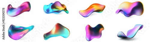 Abstract Colorful Liquid Shapes on White Background