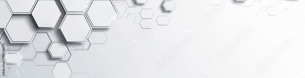 Abstract geometric background with hexagons in shades of grey and white, creating a modern and minimalistic aesthetic