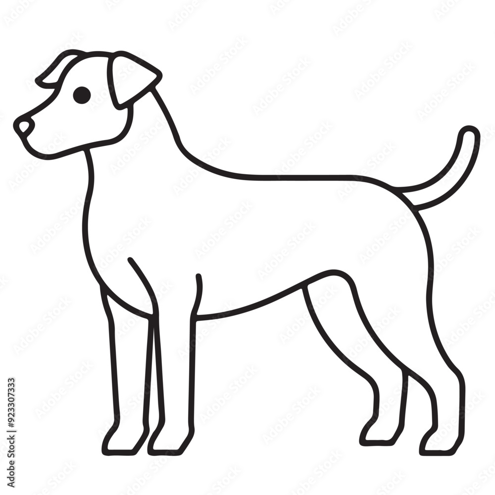Black outline illustration of a dog's profile facing left on a white background. Black outline illustration of a dog's profile facing left on a white background.