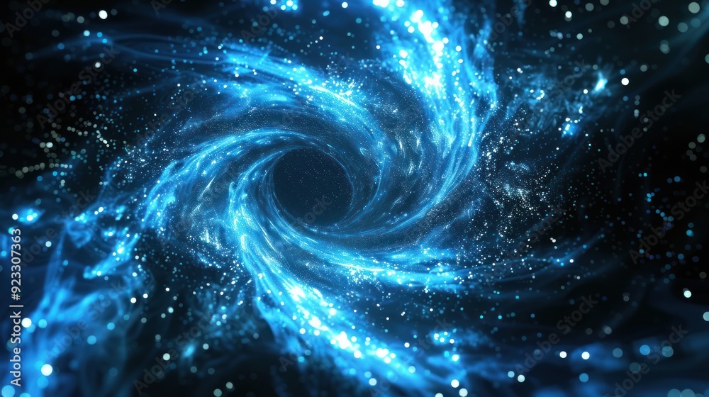 Abstract Blue Swirling Nebula with Glowing Lights Abstract Blue Swirling Nebula with Glowing Lights