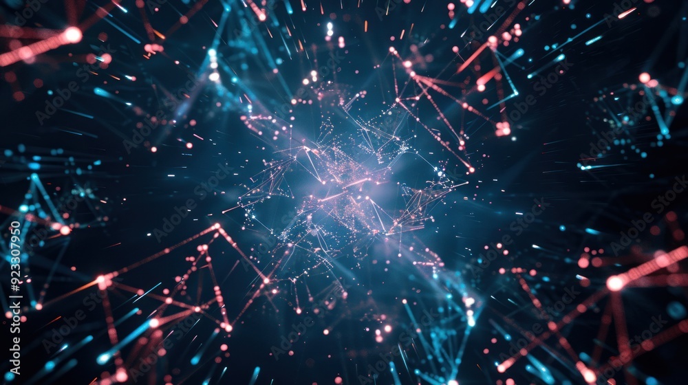 Abstract Digital Network with Glowing Lines and Points