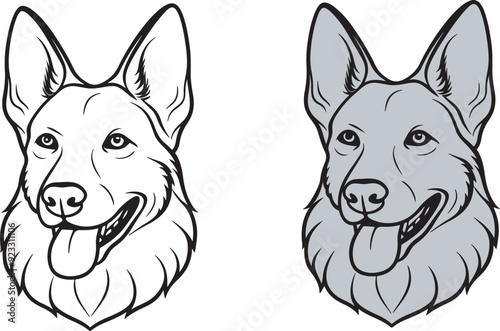 Dog head German German Shepherd vector Illustration 
 