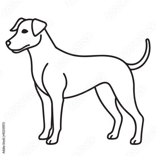 Black outline illustration of a dog's profile facing left on a white background.