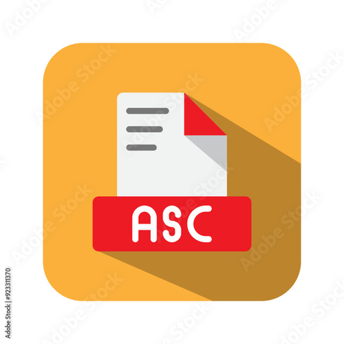 Asc document file type flat icon. symbol file format. Can be used for websites, software, UI and mobile apps.