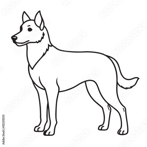 Black outline illustration of a dog's profile facing left on a white background.