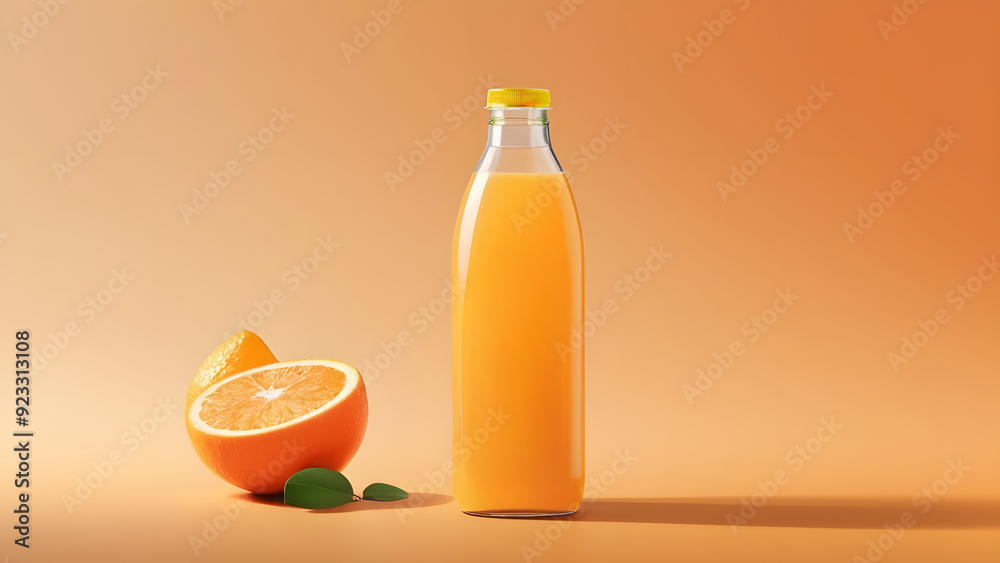 Mockup of an orange juice bottle, designed to be used to create products. Mockup of an orange juice bottle, designed to be used to create products.