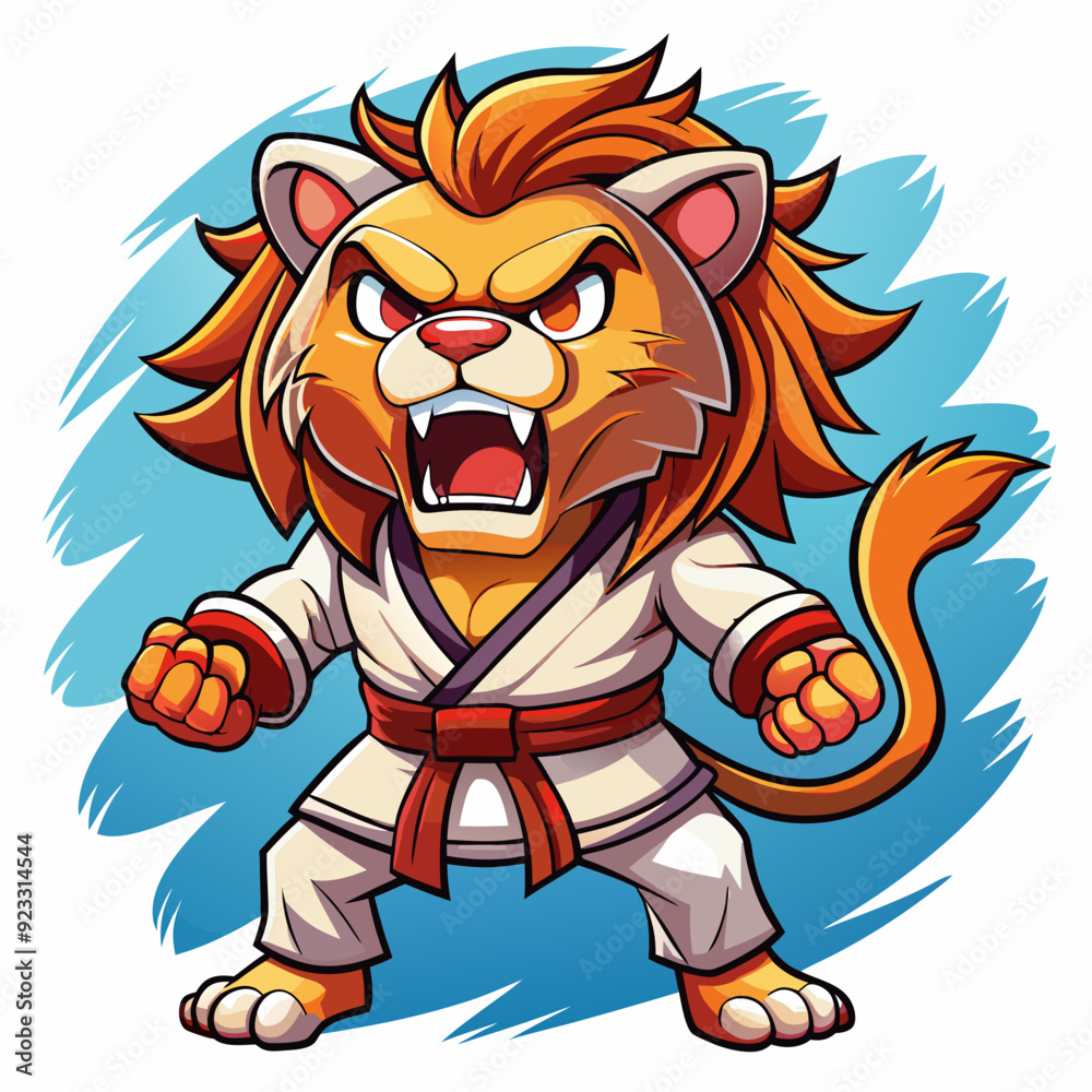 lion karate kimono judo taekwondo vector sport mascot lion karate kimono judo taekwondo vector sport mascot