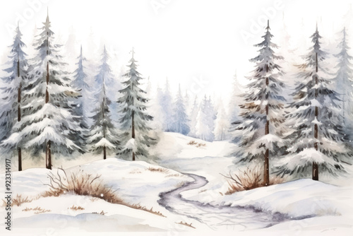 PNG winter forest landscape border, transparent background