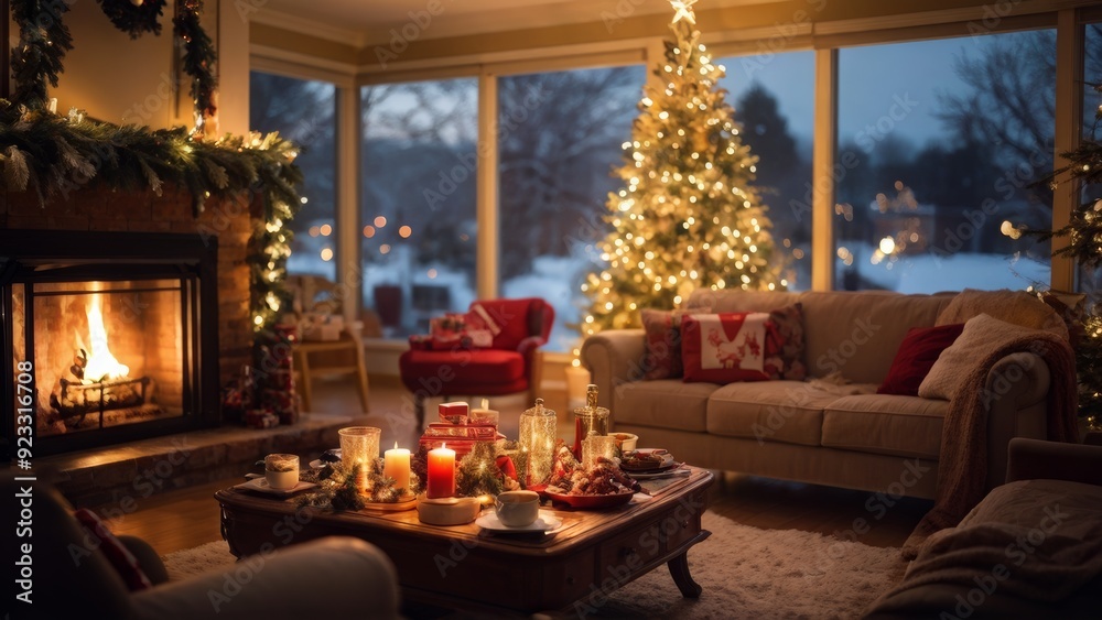 christmas fireplace with christmas tree christmas fireplace with christmas tree