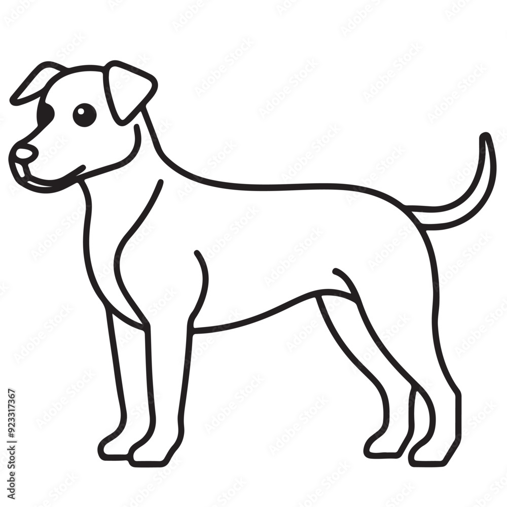 Black outline illustration of a dog's profile facing left on a white background. Black outline illustration of a dog's profile facing left on a white background.
