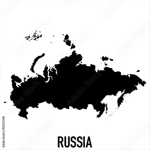 Russia Map - black World Map International vector template with High detailed isolated on white background - Vector