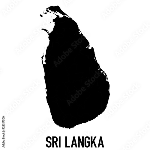 Sri langka Map - black World Map International vector template with High detailed isolated on white background - Vector