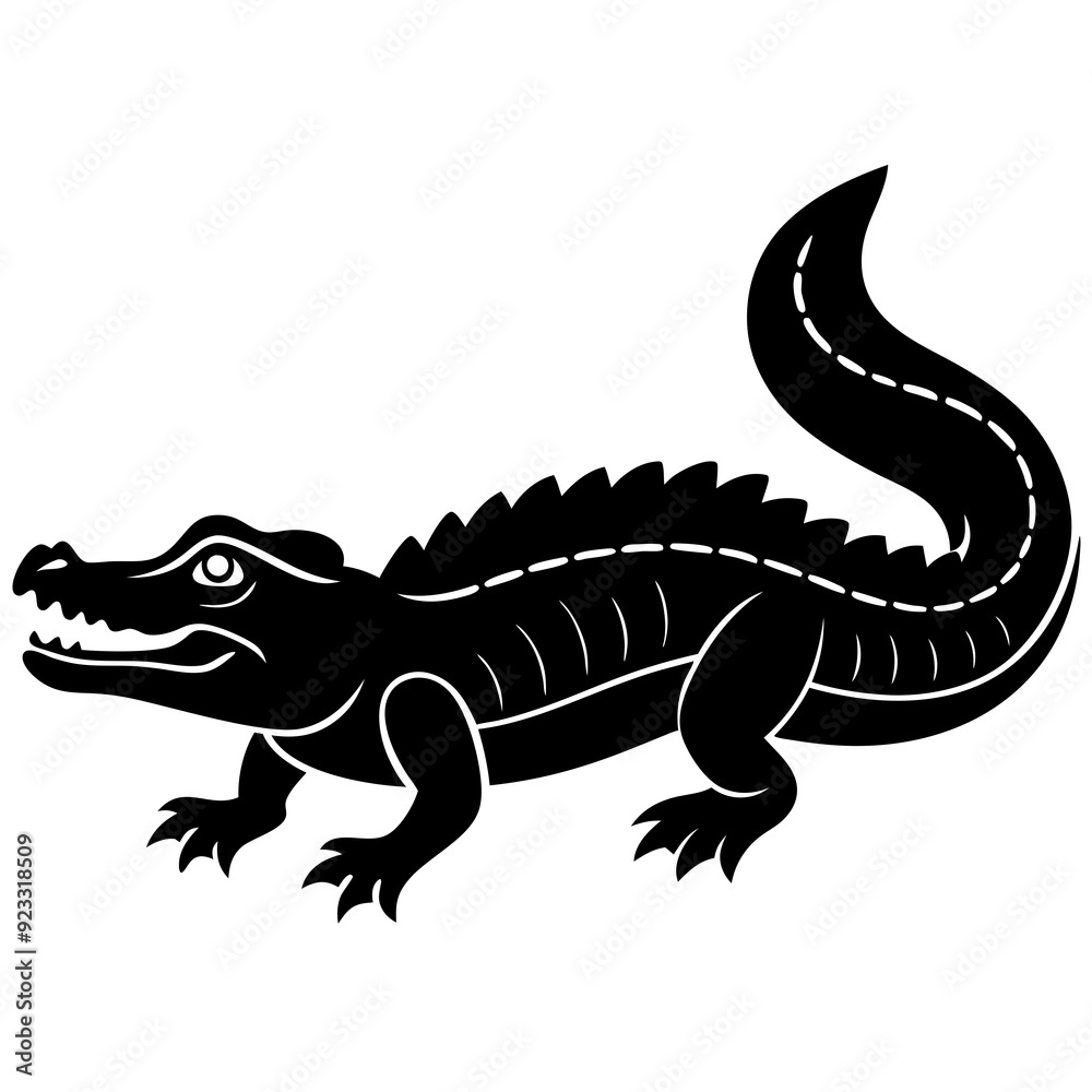 Black and white silhouette Alligator vector. Black and white silhouette Alligator vector.