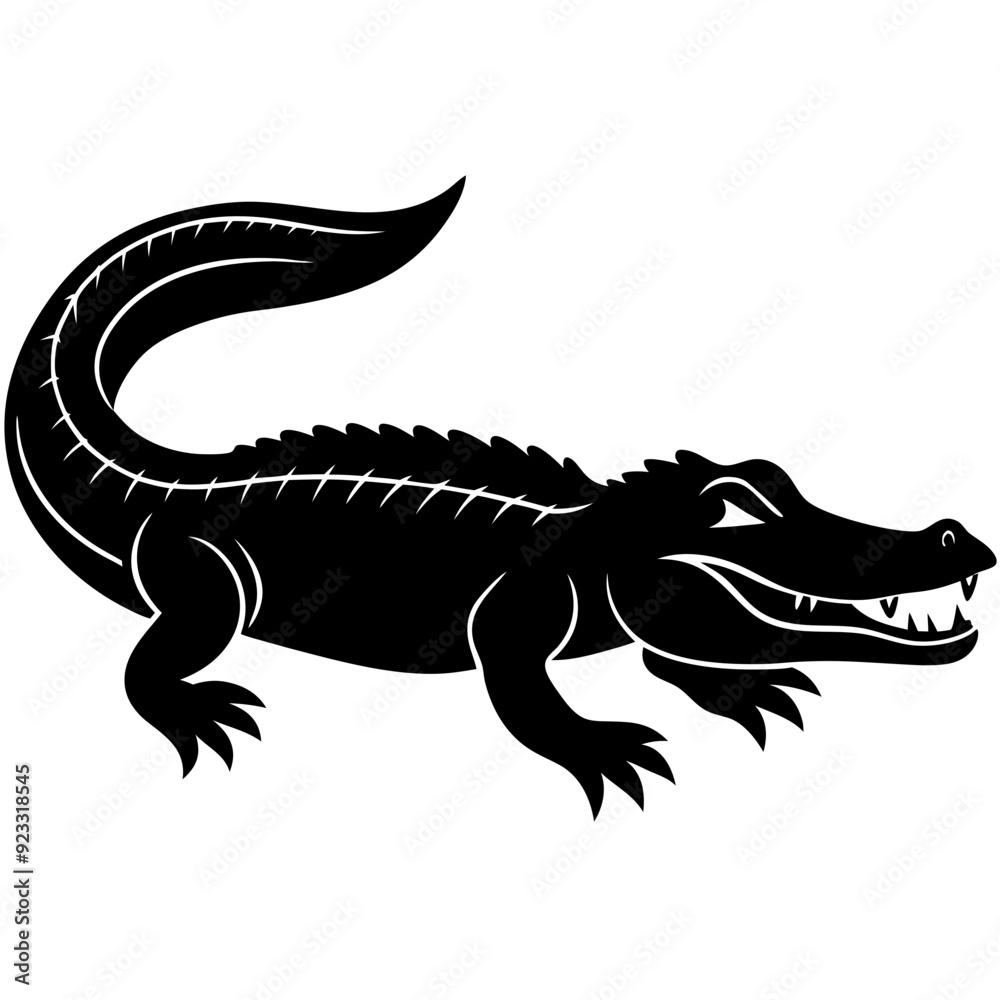 Black and white silhouette Alligator vector. Black and white silhouette Alligator vector.