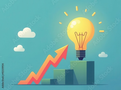 Business growth concept with lightbulb and arrow