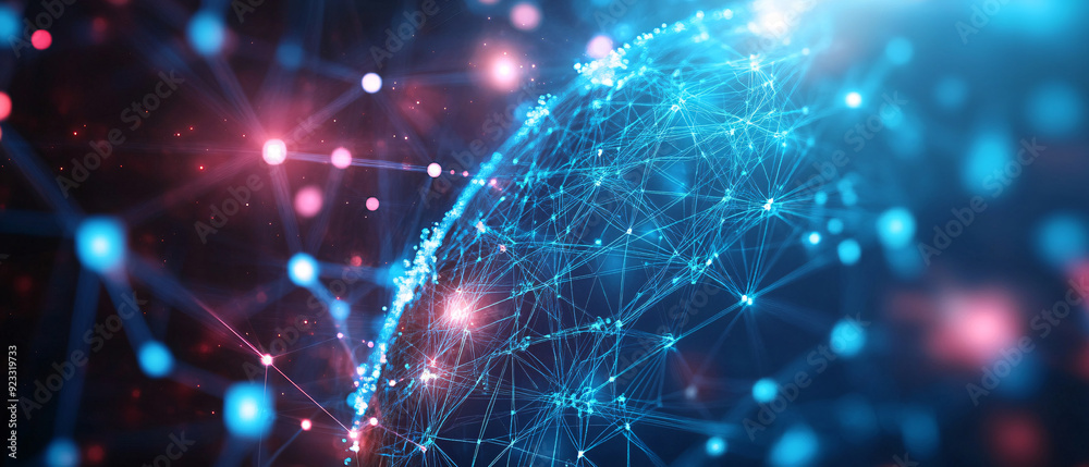Abstract Blue and Pink Network Connection Concept Illustration Abstract Blue and Pink Network Connection Concept Illustration