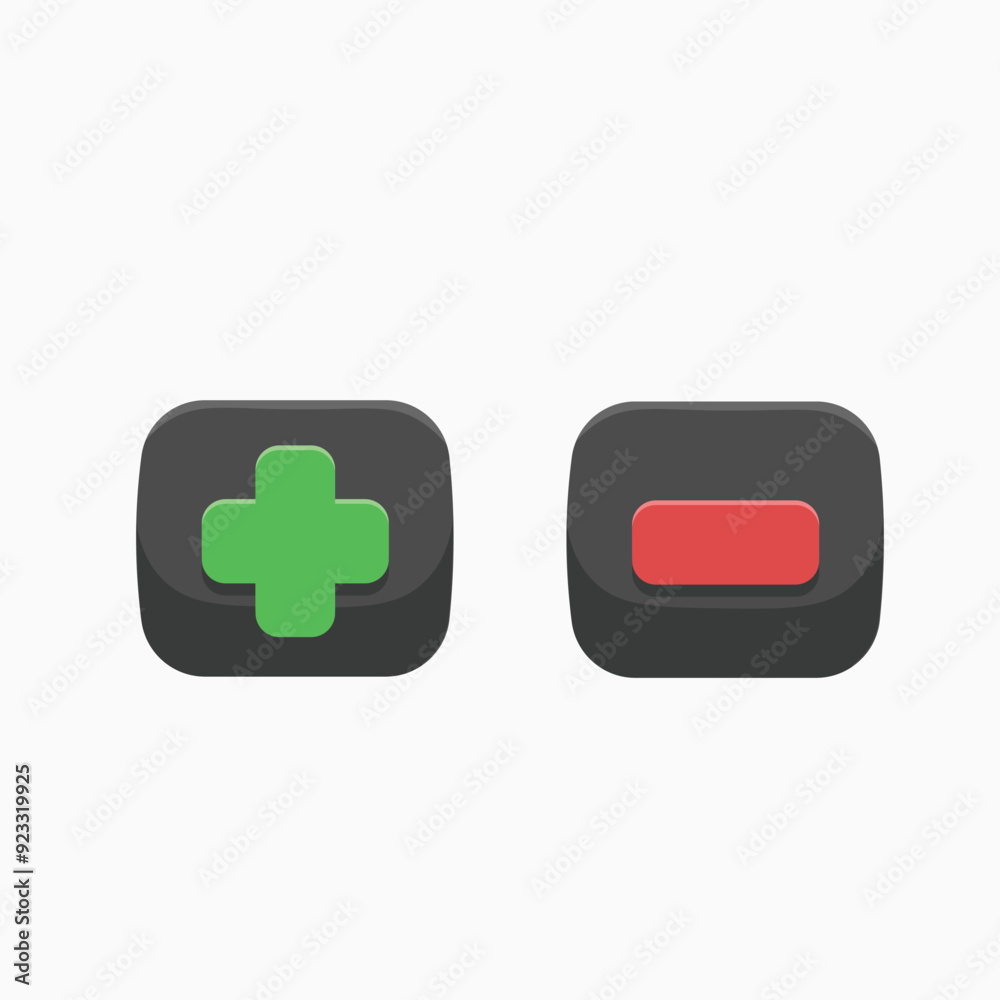 plus and minus button sign in flat vector design. plus and minus button sign in flat vector design.