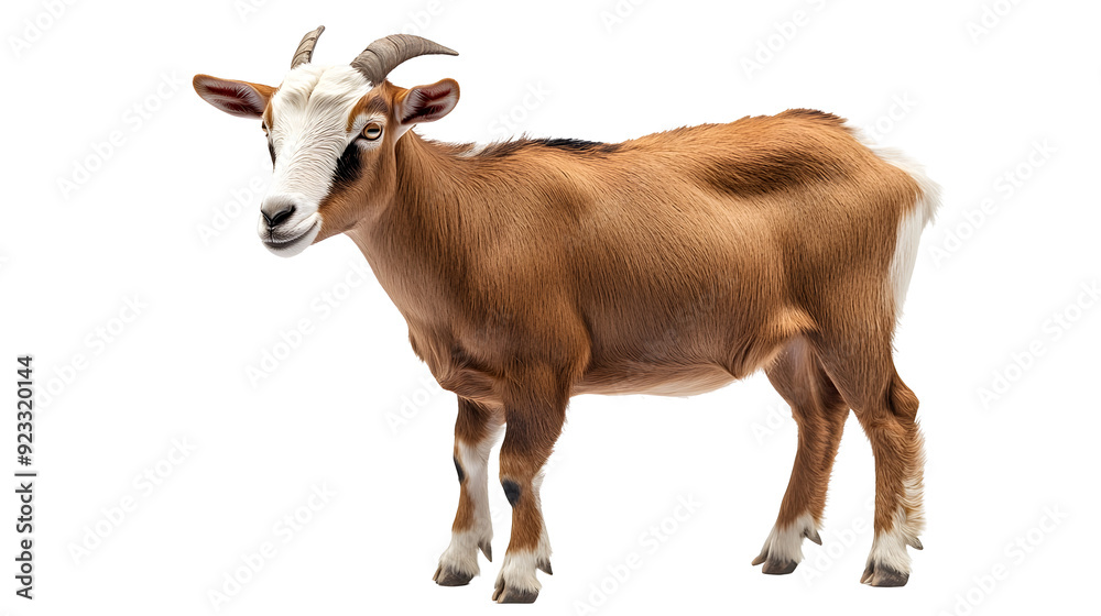 Photographic Portrait of a Majestic Goat on a Plain White Background transparent png