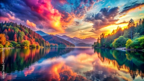 Natural scenery Painting of a Colorful Cloud with Blended