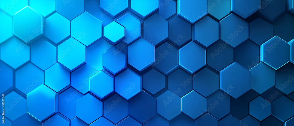 Fototapeta premium Abstract Blue Hexagon Pattern 3D Geometric Design