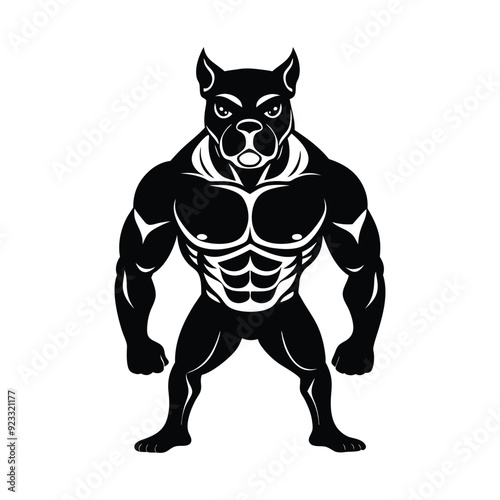 Powerful Black Boxer dog silhouette vector silhouette design