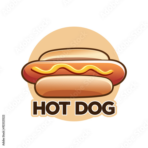 Hotdog logo vector in circle with white background. Hotdog icon