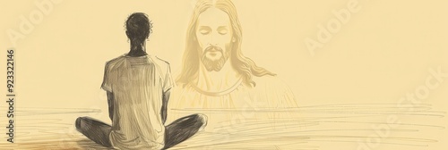 Peaceful Worship with Jesus in Background - Biblical Illustration for Faith-Based and Inspirational Use