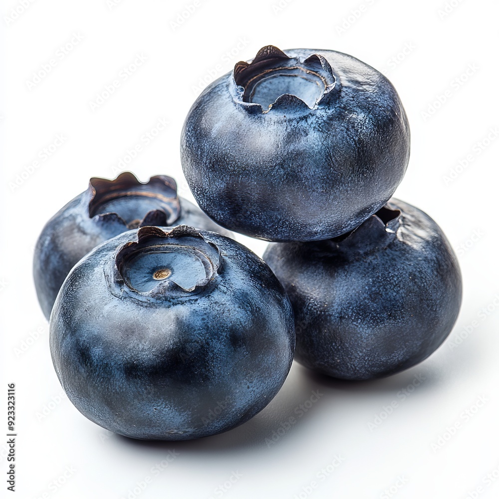 Close up of blueberry fruit on an isolated white background Close up of blueberry fruit on an isolated white background