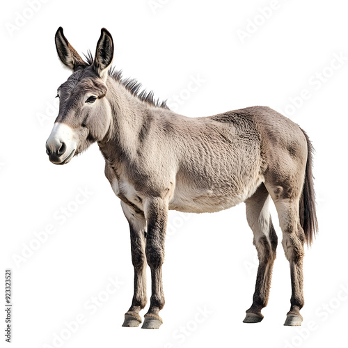 Meticulous Close-up Portrait of a Serene Gray Donkey on a Plain White Background transparent png