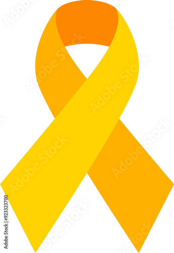 Yellow Orange Ribbon for Suicide Prevention and Childhood Cancer