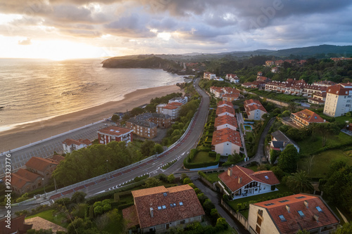 Aerial view of Comillas on north of Spain
