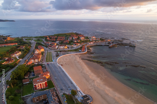 Aerial view of Comillas on north of Spain
