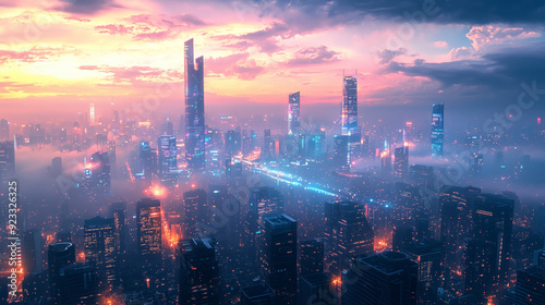 A futuristic cityscape