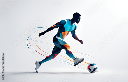 A silhouette of an athlete, in motion, telephoto lens, full of power, smooth lines, white background, sports aesthetics