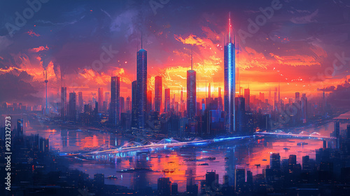 A futuristic cityscape
