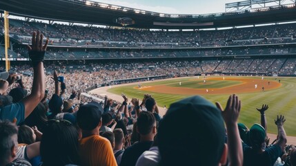 Rideaux Stade A packed baseball stadium full of enthusiastic fans, capturing the lively atmosphere of a thrilling sports event.  © VK Studio