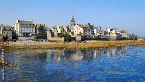 Town of Roscoff seen from the sea, a commune in the Finistère département of Brittany in northwestern France