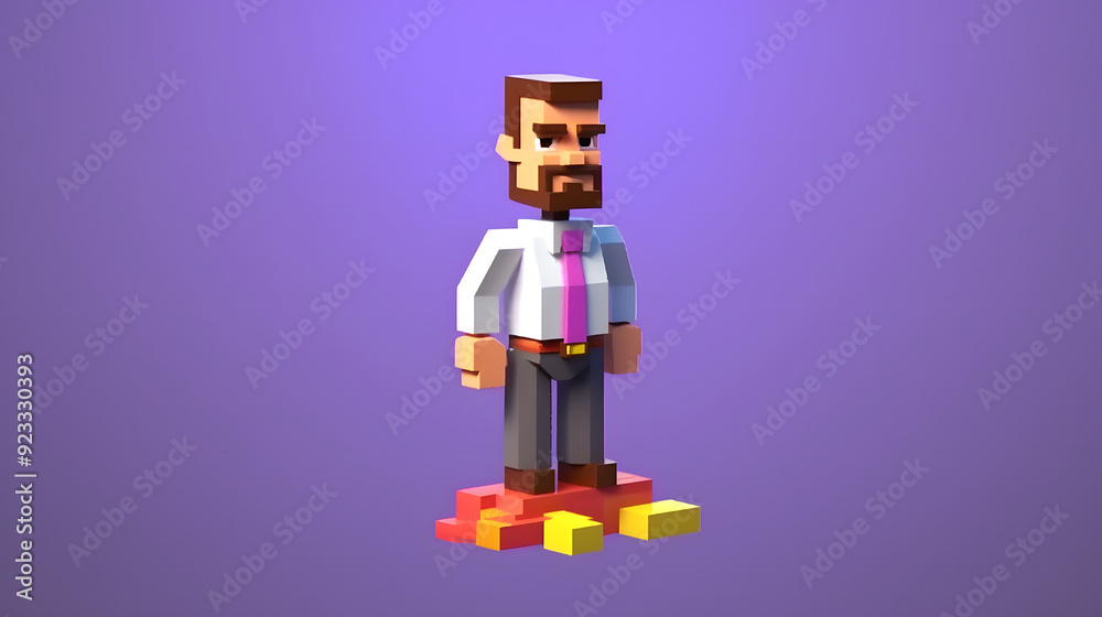 Fototapeta premium Boss game 3d pixel cartoon