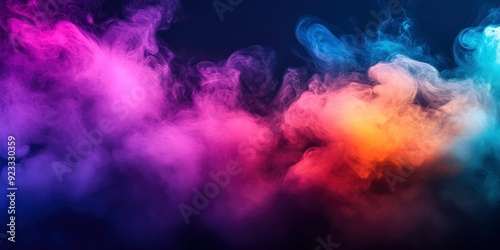 Abstract colorful, multicolored smoke spreading, bright background for advertising or design, wallpaper for gadget. Neon lighted smoke texture, blowing clouds. Modern designed , ai