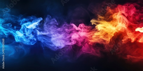 Abstract colorful, multicolored smoke spreading, bright background for advertising or design, wallpaper for gadget. Neon lighted smoke texture, blowing clouds. Modern designed , ai