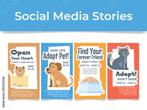 Banners for an Adopt a Pet event at a local animal shelter, encouraging community participation.