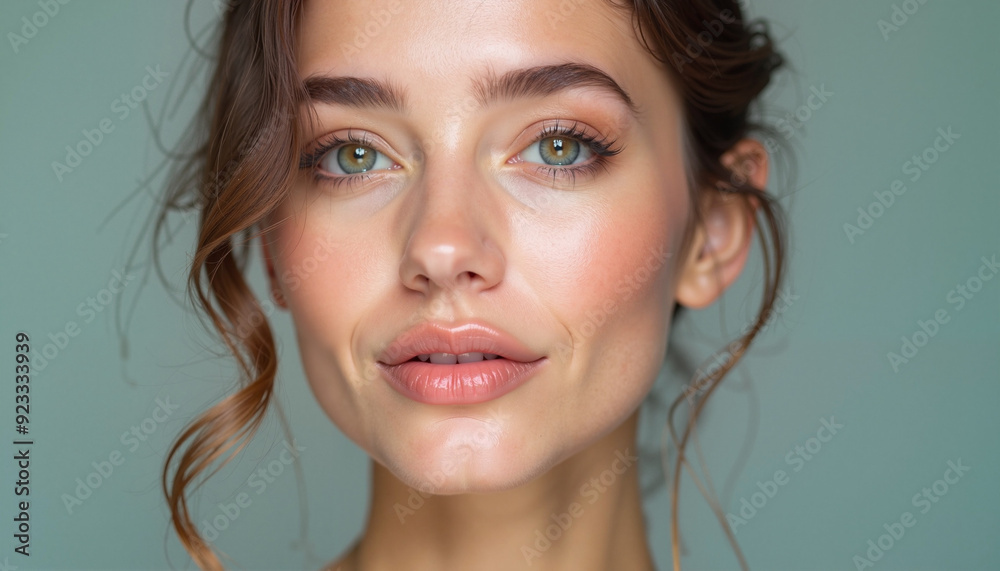 Portrait of young woman with natural makeup and clear skin Portrait of young woman with natural makeup and clear skin