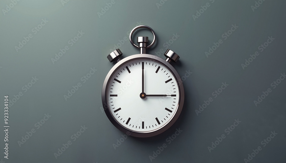 Classic stopwatch with silver casing on gray background Classic stopwatch with silver casing on gray background