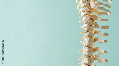 Anatomy of the human vertebral column isolated on a simple color background, leaving space for medical descriptions.